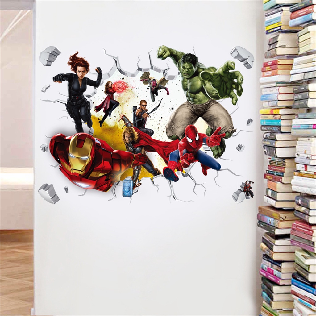 Miếng Dán Tường Bằng PVC Chống Thấm Nước Hình Avengers