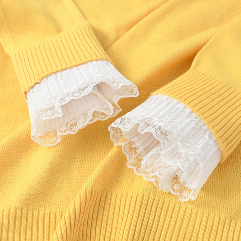 Ống Tay Loe Phối Ren Giả Nhiều Lớp Có Thể Điều Chỉnh Trang Trí Dành Cho Nữ