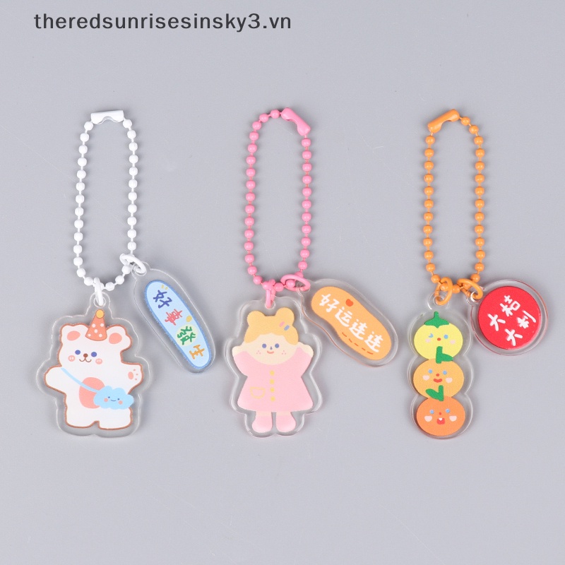 Móc Khóa Acrylic Trong Suốt Họa Tiết Hoạt Hình Phong Cách Hàn Quốc Dành Cho Bạn Nữ