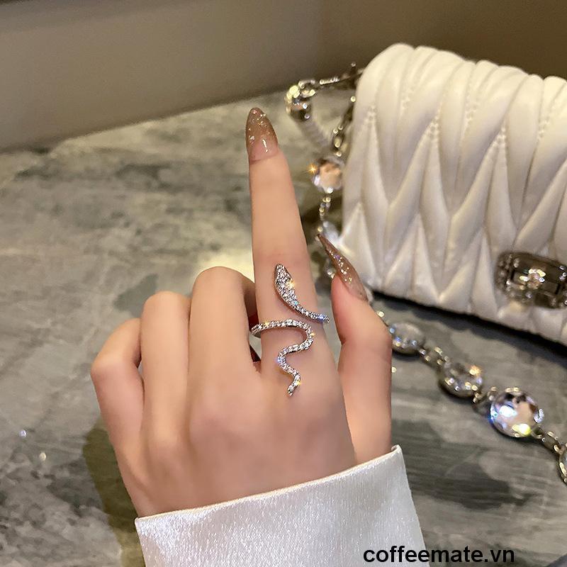 ⚡Nhẫn Bạc Hình Rắn Đính Đá Lấp Lánh Thời Trang Cho Nữ
