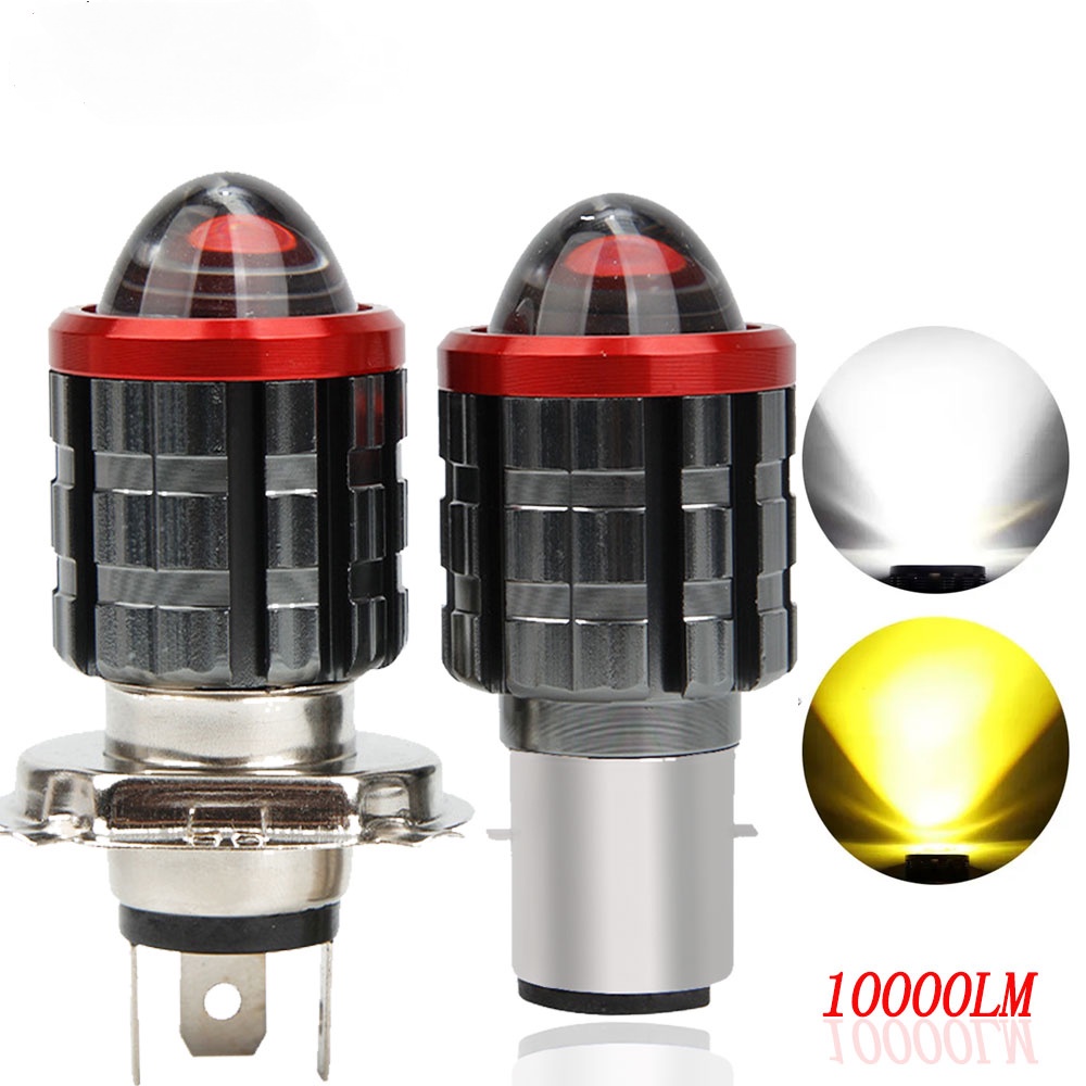 H4 LED Moto H6 BA20D LED Moto Xe Máy Đèn Pha Trắng Vàng Bóng Đèn Ống Kính Cao Thấp Đèn Xe Máy Xe Tay Ga Xe Ba Bánh