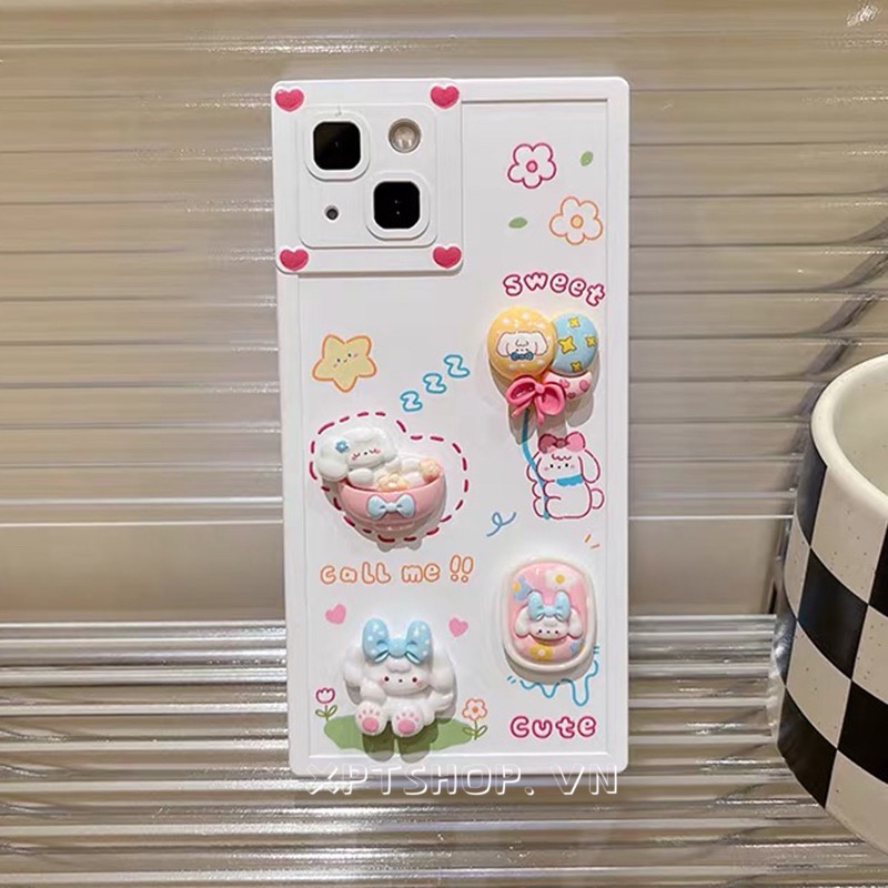 Ốp Điện Thoại Dẻo Hình Vuông Họa Tiết Chú Chó & Hoa Xinh Xắn Cho iPhone 14 13 12 11 Pro Max XR IX