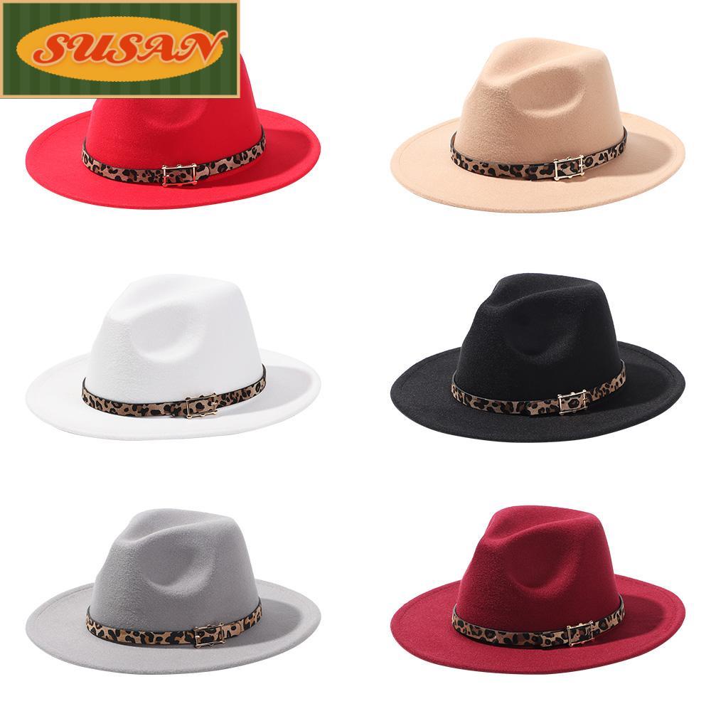 SUSANS Mũ Rộng Vành Họa Tiết Da Báo Cá Tính Cho Nữ