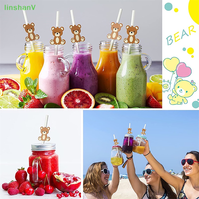 Ống Hút Giấy Hình Gấu Nâu Dùng Một Lần