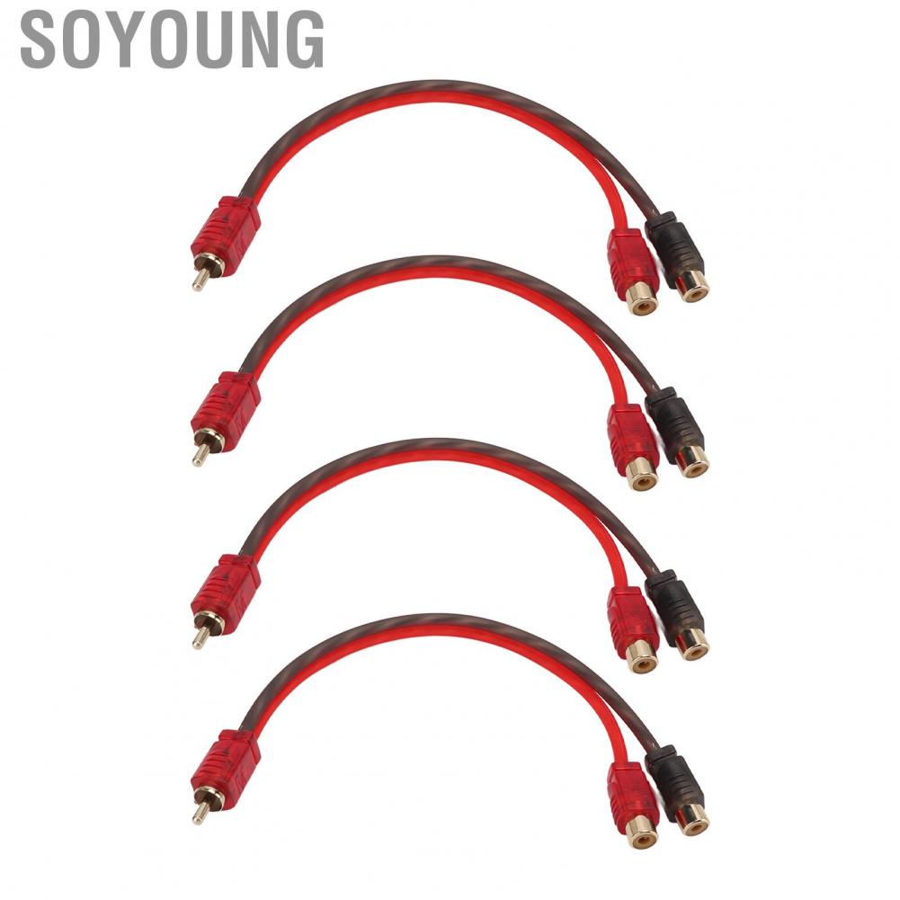 Soyoung RCA Y Splitter Cable  Audio Cord 3.5mm 1 Male To 2 Female 4 Packs Excellent  Quality for Car Speaker System