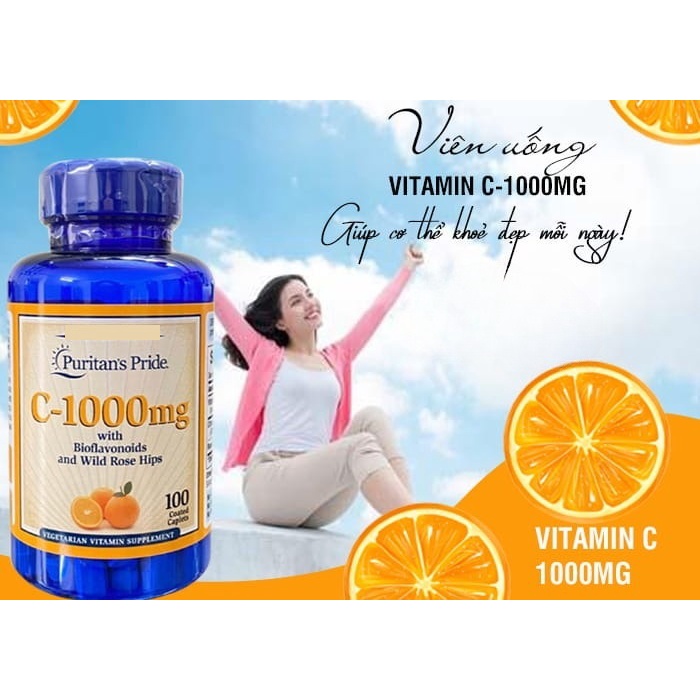 Vitamin C Healthy Care puritan's pride 1000mg tăng đề kháng hộp 100 viên Extate Official Mall