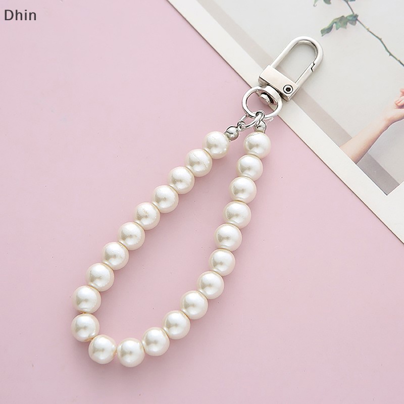 Móc Khóa Điện Thoại / Chìa Khóa Bằng Hợp Kim Hình Chữ Cái Đính Ngọc Trai Dễ Thương