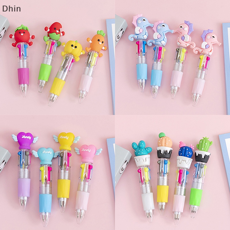 Bút Bi Mini 4 Màu Họa Tiết Động Vật Hoạt Hình Dễ Thương