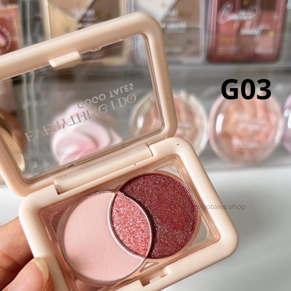 Bảng phấn mắt 3 ô kiêm tạo khối highlight GOGO TALES bling bling Small Square Box Eyeshadow Palette GT473 Gogotales