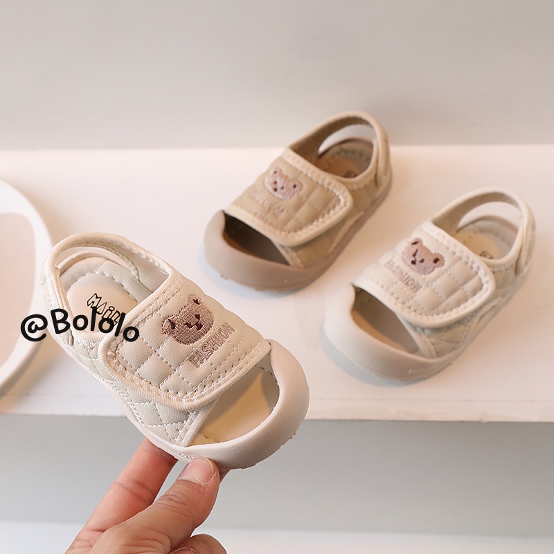 Bololo Xăng đan Hở Ngón Đế Mềm Thoải Mái Hình Gấu Dễ Thương Cho Bé Tập Đi