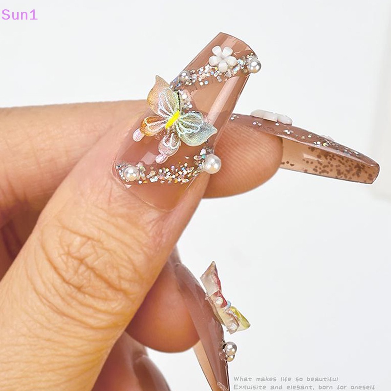 Set 20 Phụ Kiện Trang Trí Móng Tay Hình Bướm 3D DIY Độc Đáo