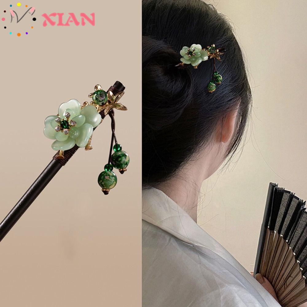 XIANTIN Trâm Cài Tóc Bằng Gỗ Mun Phối Tua Rua Phong Cách Cổ Điển Mới Cho Nữ