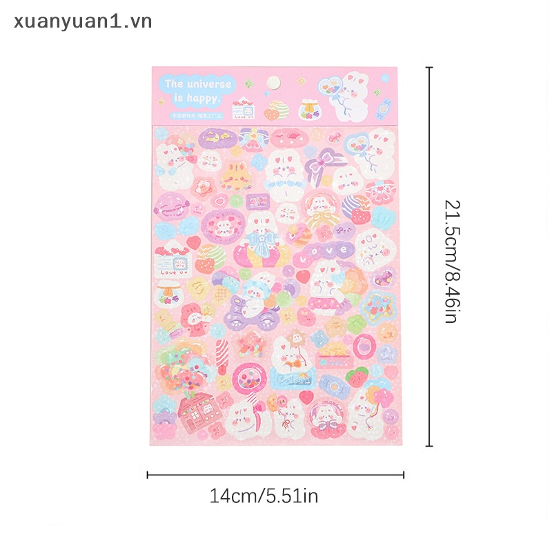 1 Tấm Hình Dán Động Vật Hoạt Hình Lấp Lánh Trang Trí Sổ Tay DIY