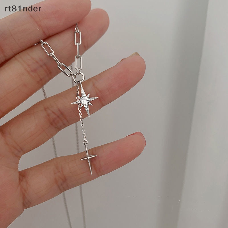 Rt Vòng cổ Bạc Mặt Ngôi Sao Sáu Cánh Đính Đá Zircon Đơn Giản Ngọt Ngào Cho Nữ