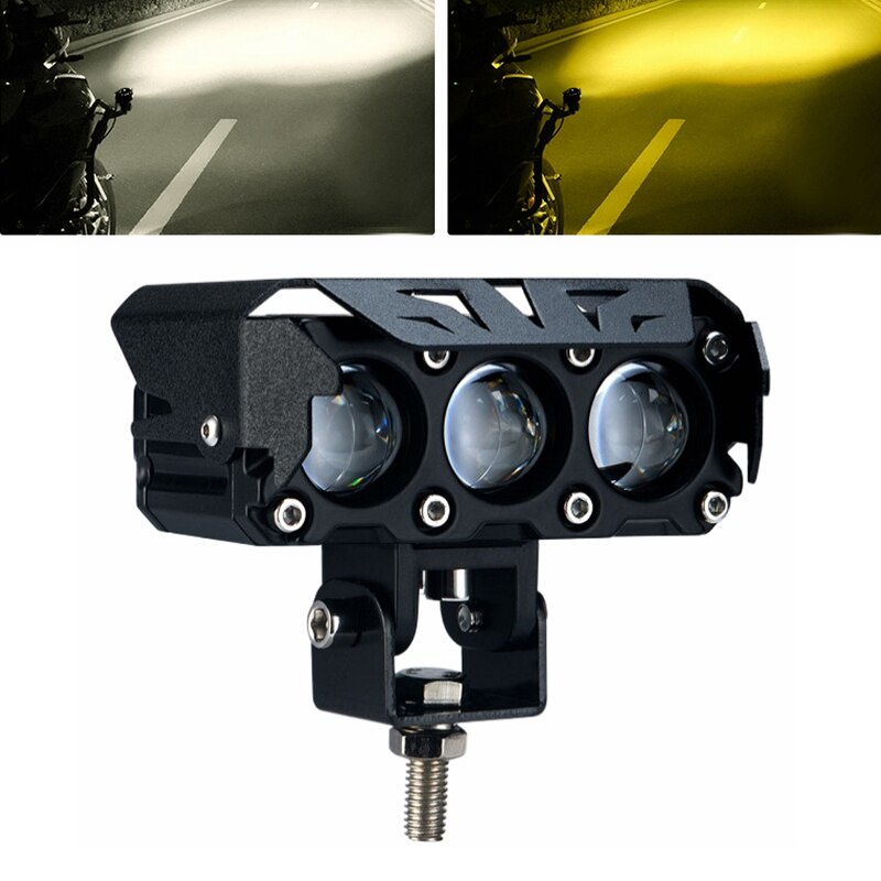 Đèn Pha LED Hai Màu Sắc Trắng / Vàng Chuyên Dụng Cho Xe Mô Tô