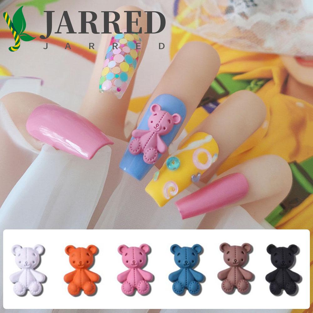 JARRED Phụ Kiện Trang Trí Móng Tay Hình Gấu Hoạt Hình Ba Chiều DIY