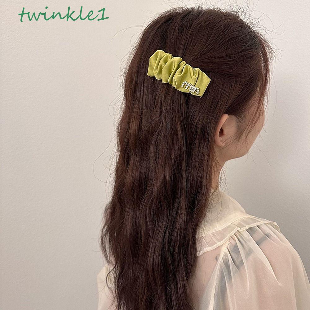 TWINKLE Kẹp Tóc Nhỏ Bằng Da Pu In Chữ Phong Cách Hàn Quốc Ngọt Ngào Cho Nữ