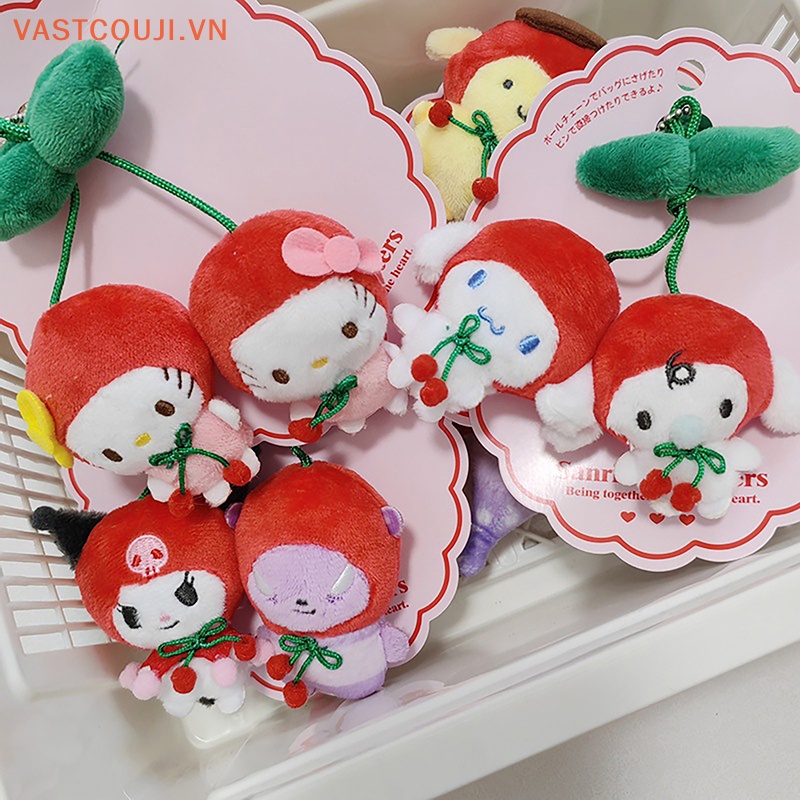 SANRIO Thú Nhồi Bông Hình Quả Cherry / Mèo Hello Kitty / Trái Cherry Trang Trí Balo Đi Học