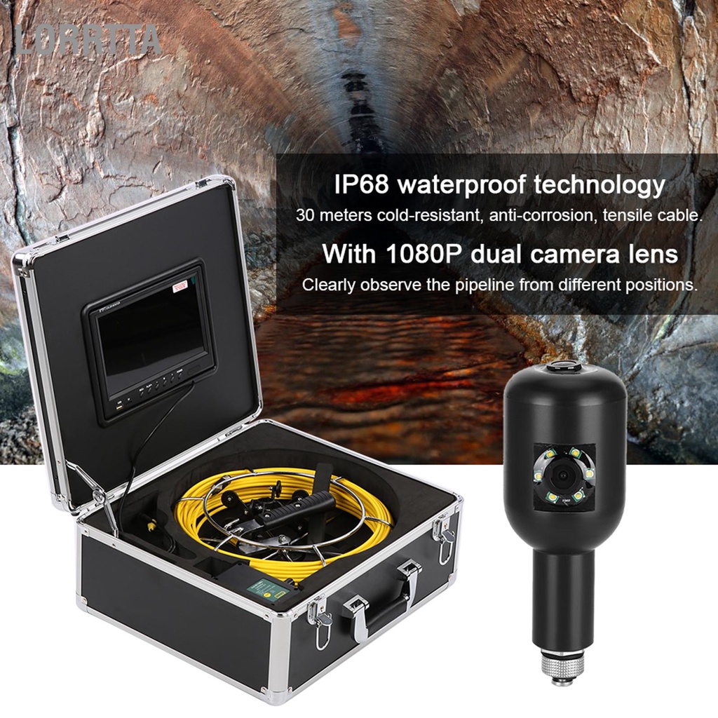 Nóng bỏng Màn hình 9in DVR Camera kép 1080P Kiểm tra đường ống ngầm chống nước IP68 với cáp 98 4ft 100-240V