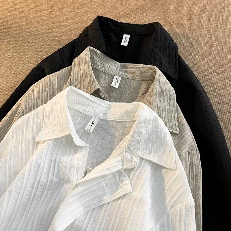 Áo Sơ Mi Dài Tay Vải Mỏng Thời Trang Mùa Xuân Hè Giản Dị Dành Cho Nam