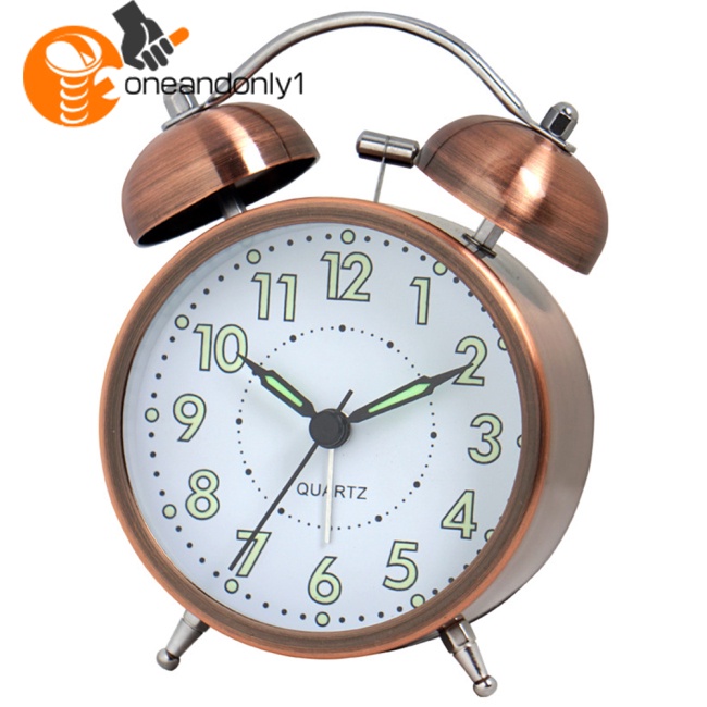 Đồng Hồ Báo Thức Để Bàn Hai Chuông Đôi Màu Dạ Quang Không Ồn Kiểu Retro