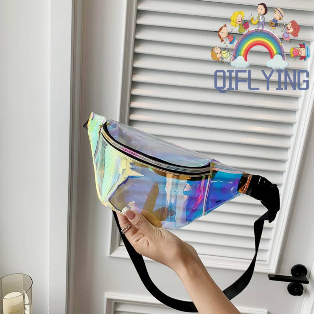 Túi Đeo Chéo Ngực Màu Holographic Thời Trang Đi Biển Cho Nữ