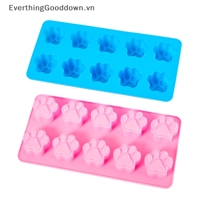 Khuôn Silicone Làm Bánh Hình Dấu Chân Chó Mèo 10 Ngăn Tiện Lợi