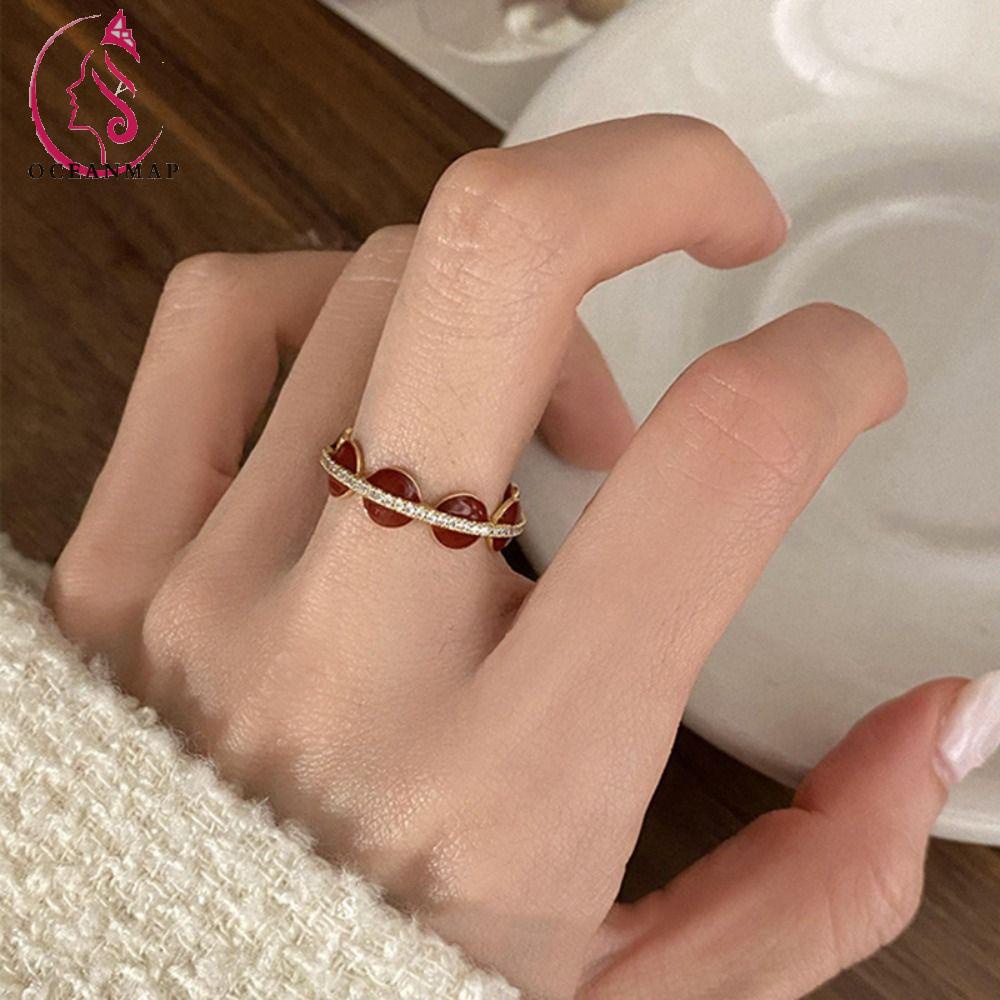 OCEANMAP Nhẫn Hở Thiết Kế Đơn Giản Phong Cách Cổ Điển Thời Trang Cho Cặp Đôi