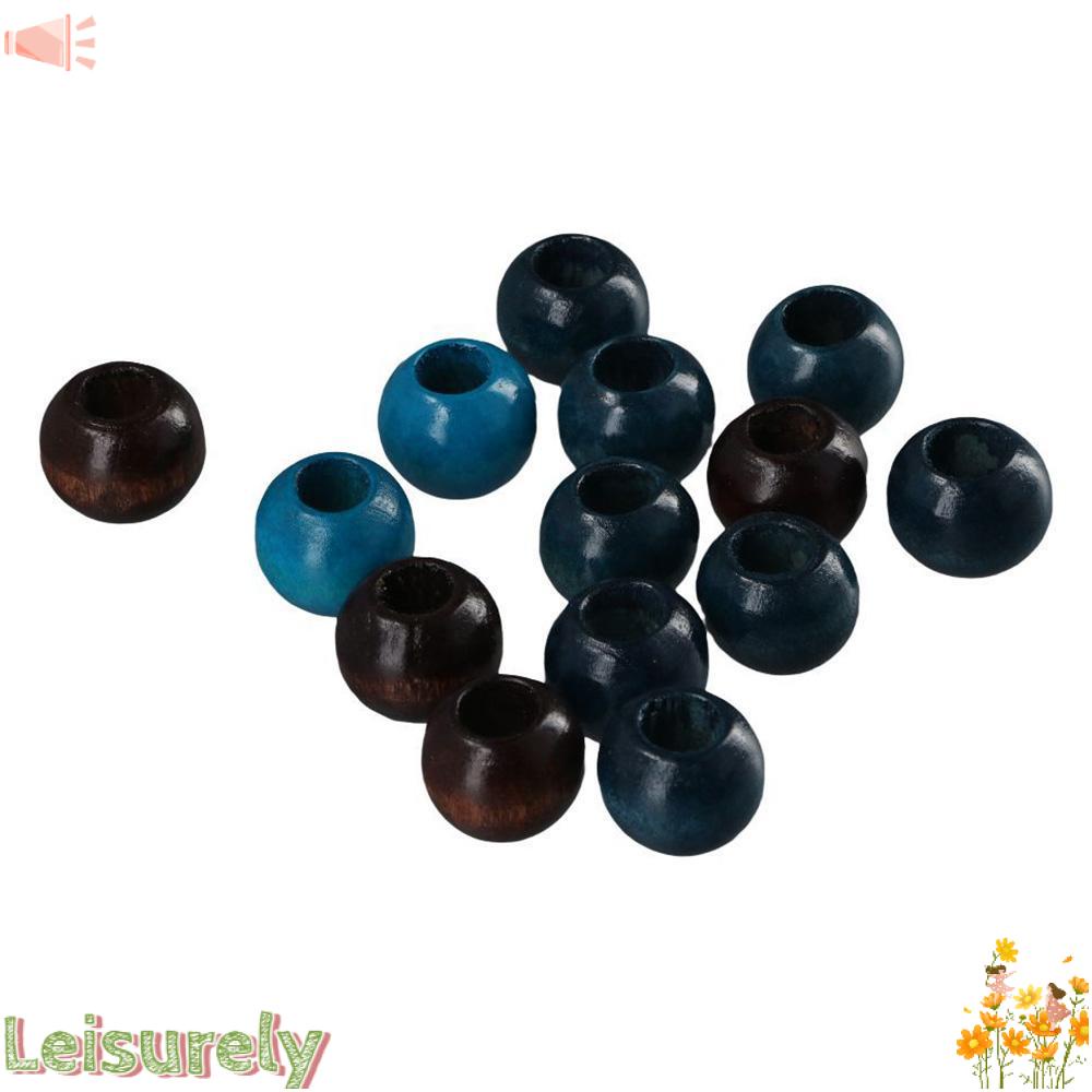 LEILY Set 150 Hạt Xỏ Lỗ Tròn Bằng Gỗ Màu Xanh Dương / Nâu / Hải Quân Độc Đáo Dùng Trang Trí