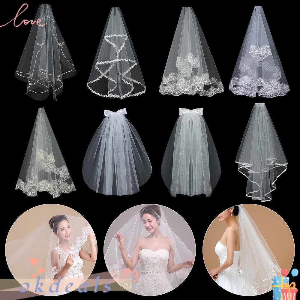 OKDEALS Mạng Che Mặt Phối Ren Thanh Lịch Cho Cô Dâu Chụp Hình