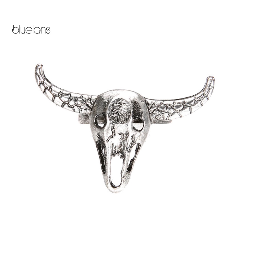 Nhẫn Hở Hình Đầu Lâu Bò Phong Cách Vintage Đơn Giản Cho Nam Và Nữ