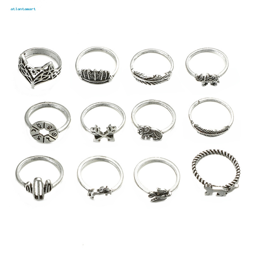 Túi Đựng Đồ Dùng Cao Cấp Tiện Dụng| Bộ 12 Nhẫn Đeo Đốt Tay Phong Cách Vintage Xinh Xắn