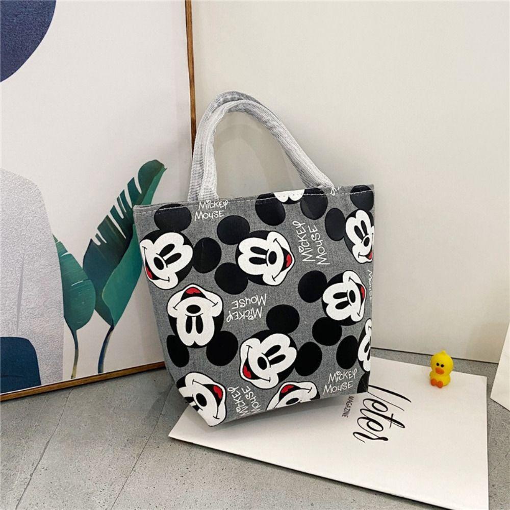 Túi tote Đeo Vai / Xách Tay Đơn Bằng Vải Bạt Có Khóa Kéo In Hình Chuột mickey Thời Trang Sức Chứa Lớn Cho Nữ