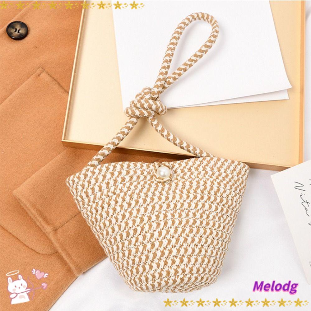 MELODG Túi Xách Đan Lát Phong Cách Retro Thời Trang Cho Nữ