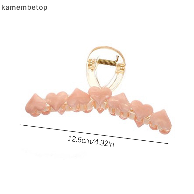 Kẹp Tóc Càng Cua Lớn Hình Trái Tim Màu Thạch Vintage Thời Trang Mùa Hè Cho Bạn Gái