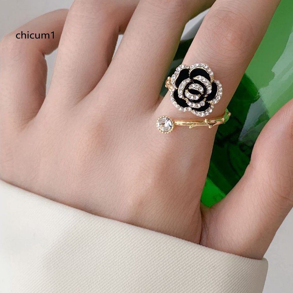 Nhẫn Hở Hình Hoa Trà Phong Cách Hàn Quốc Có Thể Điều Chỉnh Kích Cỡ