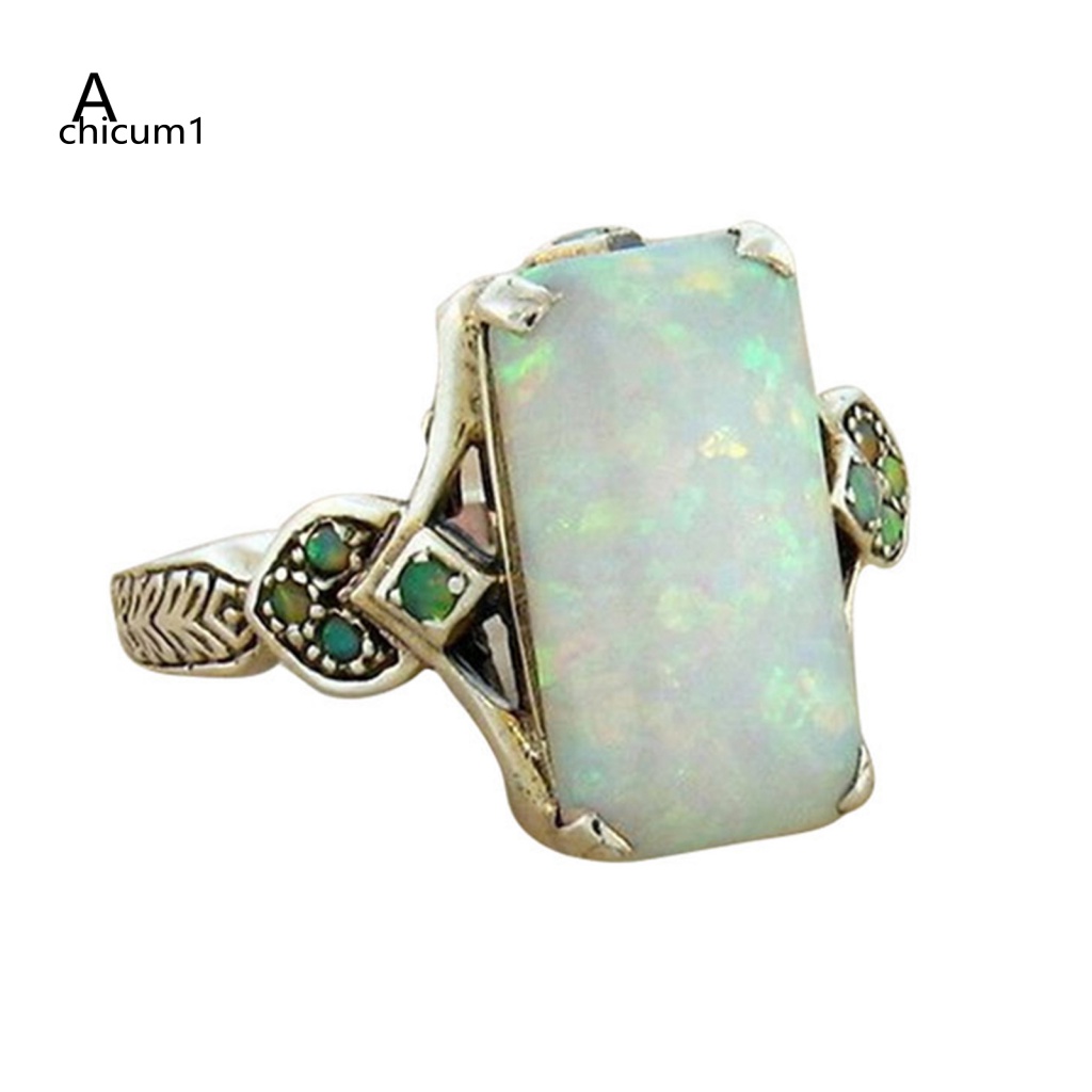 Nhẫn Hình Vuông Đính Đá Nhân Tạo Phong Cách Vintage Thời Trang Cho Nữ