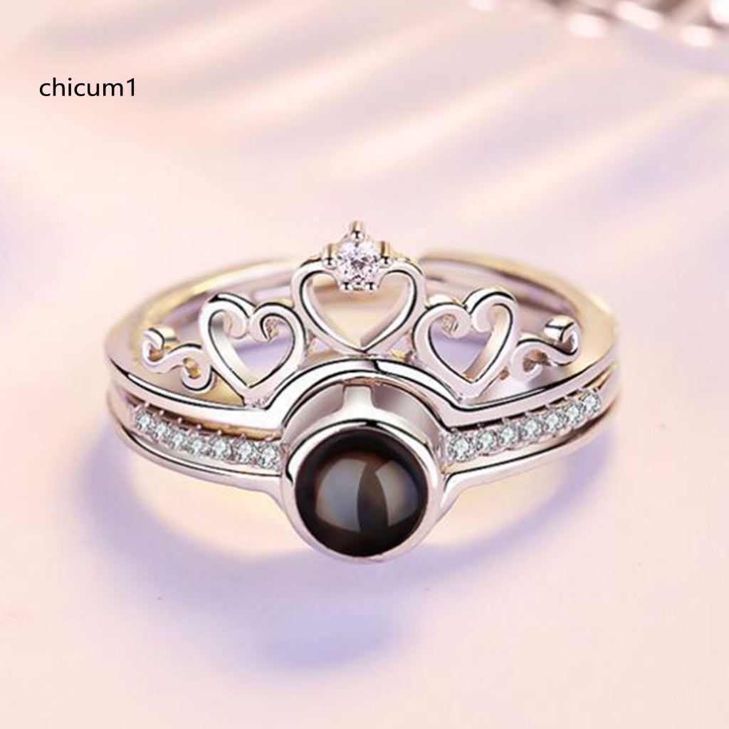 Set 2 Nhẫn Trái Tim Hai Trong Một Lấp Lánh