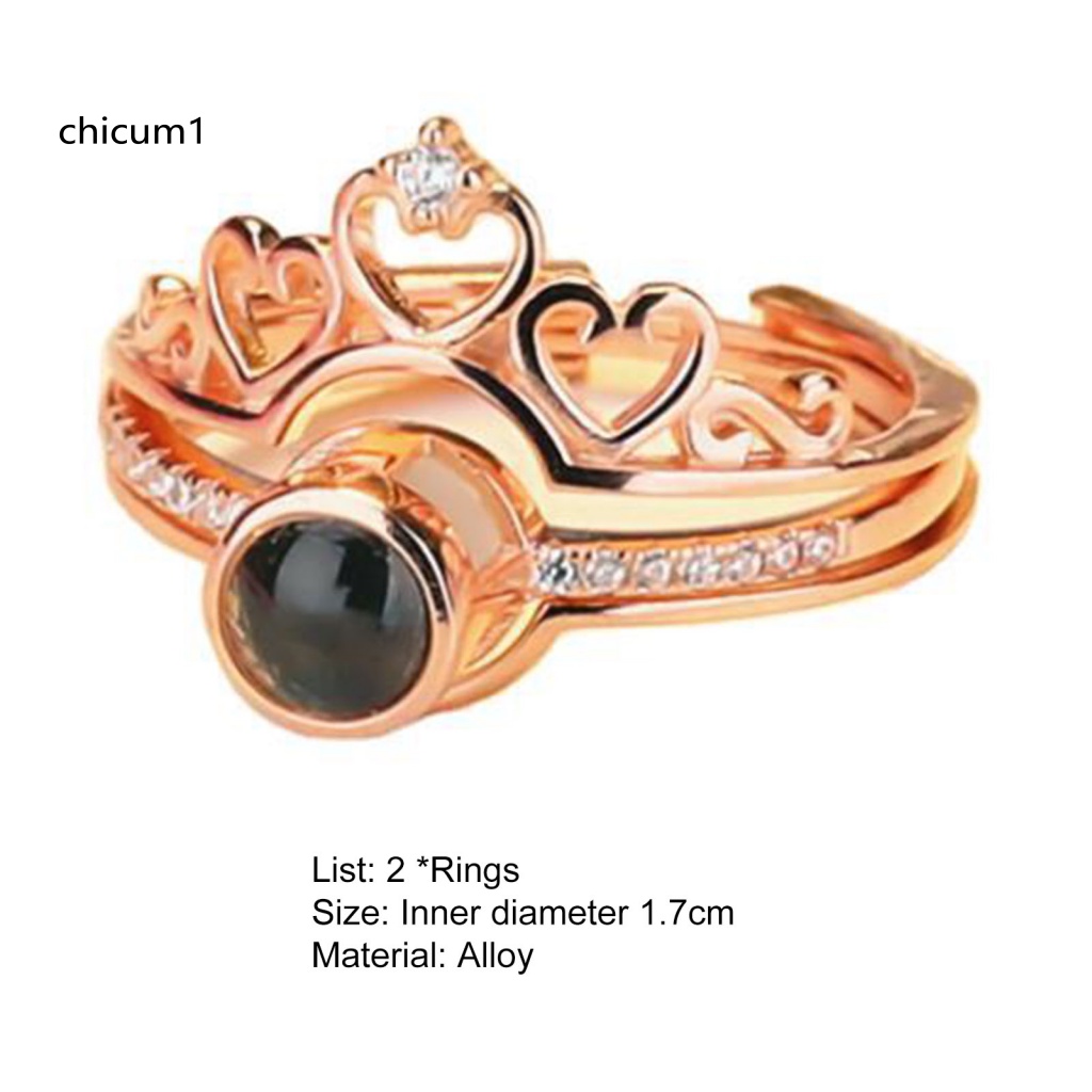 Set 2 Nhẫn Trái Tim Hai Trong Một Lấp Lánh