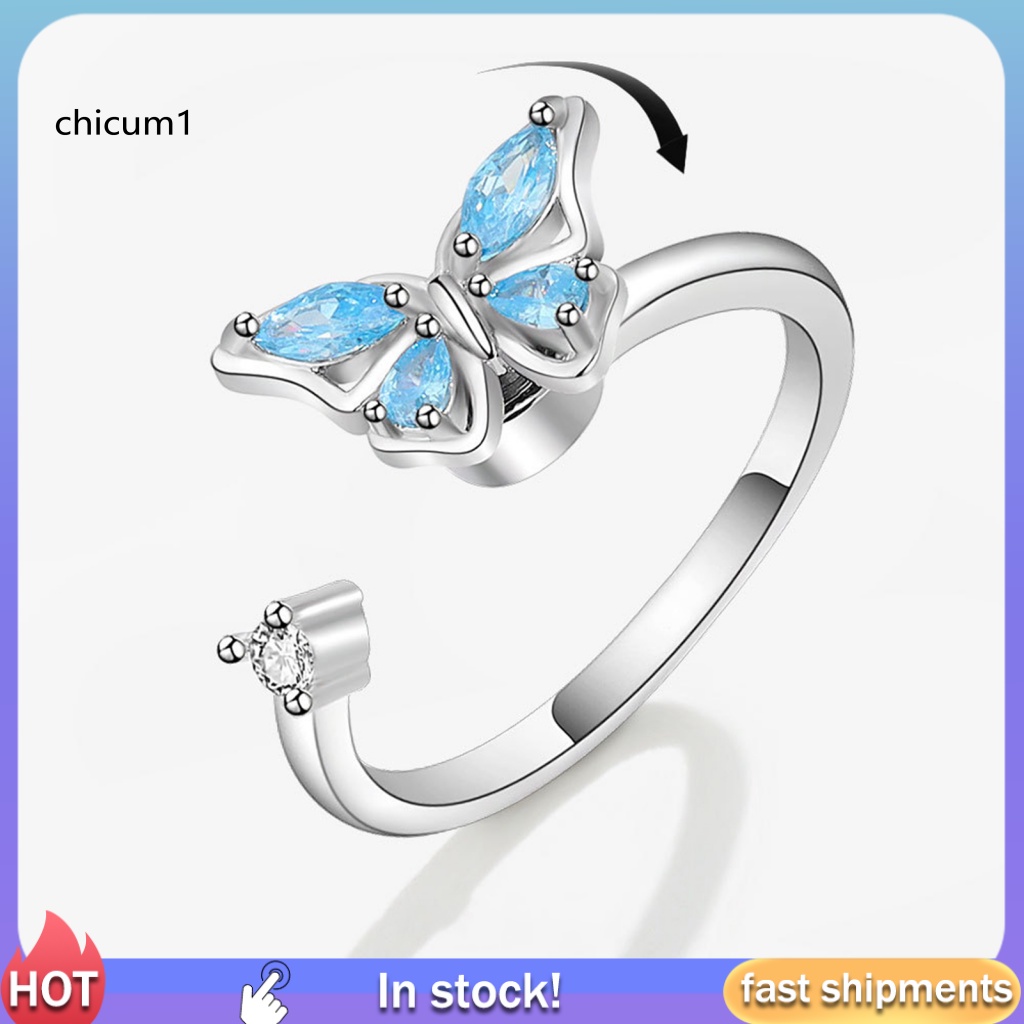 Nhẫn Hở Mạ Điện Hình Bướm Không Phai Xoay Được Duyên Dáng