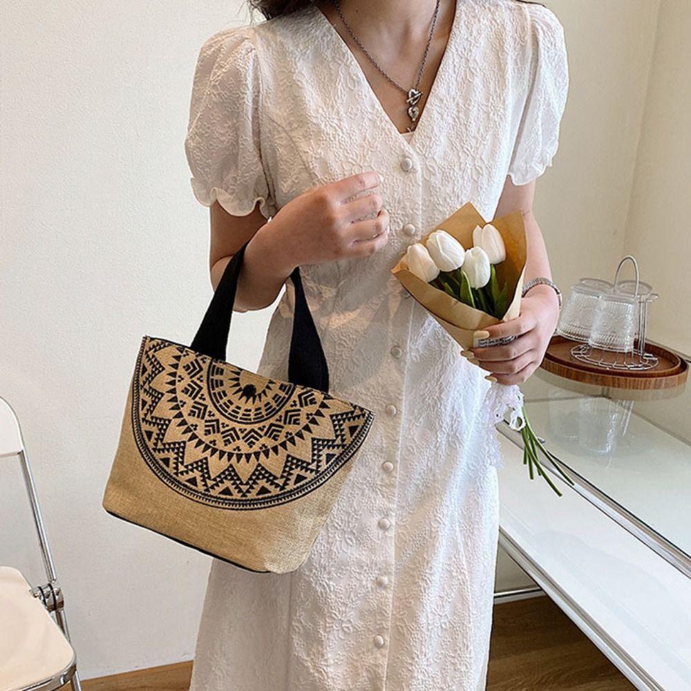 LOMBARD Túi Xách Vải Canvas Cỡ Lớn Phối Tua Rua Đa Năng Phong Cách Nhật Bản