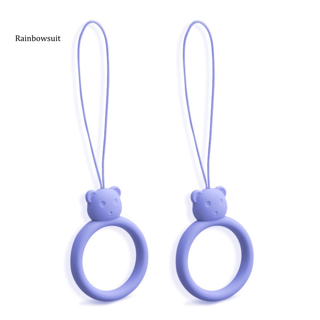 Set 2 Dây Đeo Điện Thoại Bằng Silicon Hình Gấu Hoạt Hình Thông Dụng