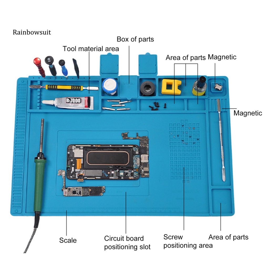 [RB] Thảm Sửa Chữa Điện Thoại Từ Tính Cách Nhiệt Nhiều Khu Vực Tích Hợp Thước Đo Không Dễ Biến Dạng Chống Ăn Mòn Cho Gia Đình