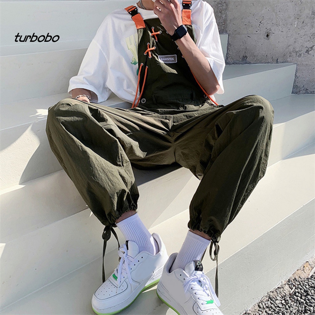 Bộ Áo Liền Quần Không Tay Dáng Rộng Màu Sắc Trơn Phong Cách Hip Hop Cho Nam