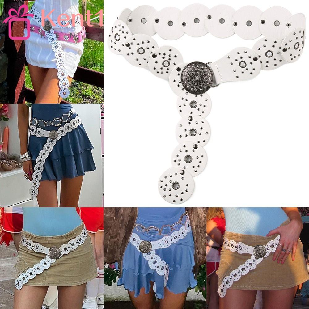 KENT1 Thắt Lưng Da PU Bản To Y2K Phong Cách Cao Bồi Phương Tây Cổ Điển Cho Nữ