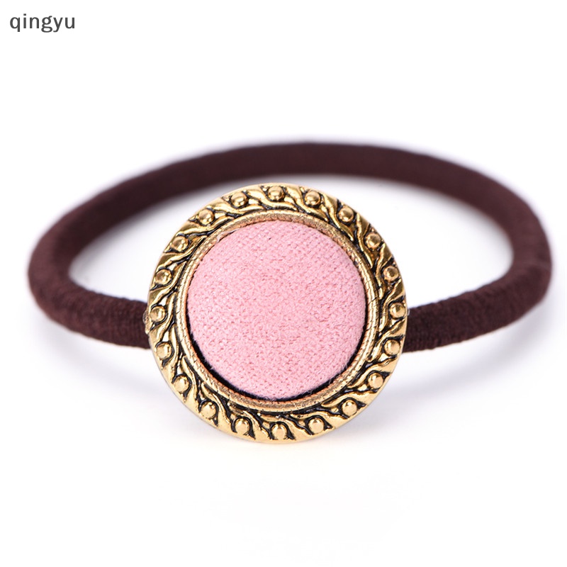 Băng Đô Cài Tóc Co Giãn Đính Nút Phong Cách Vintage Cho Nữ