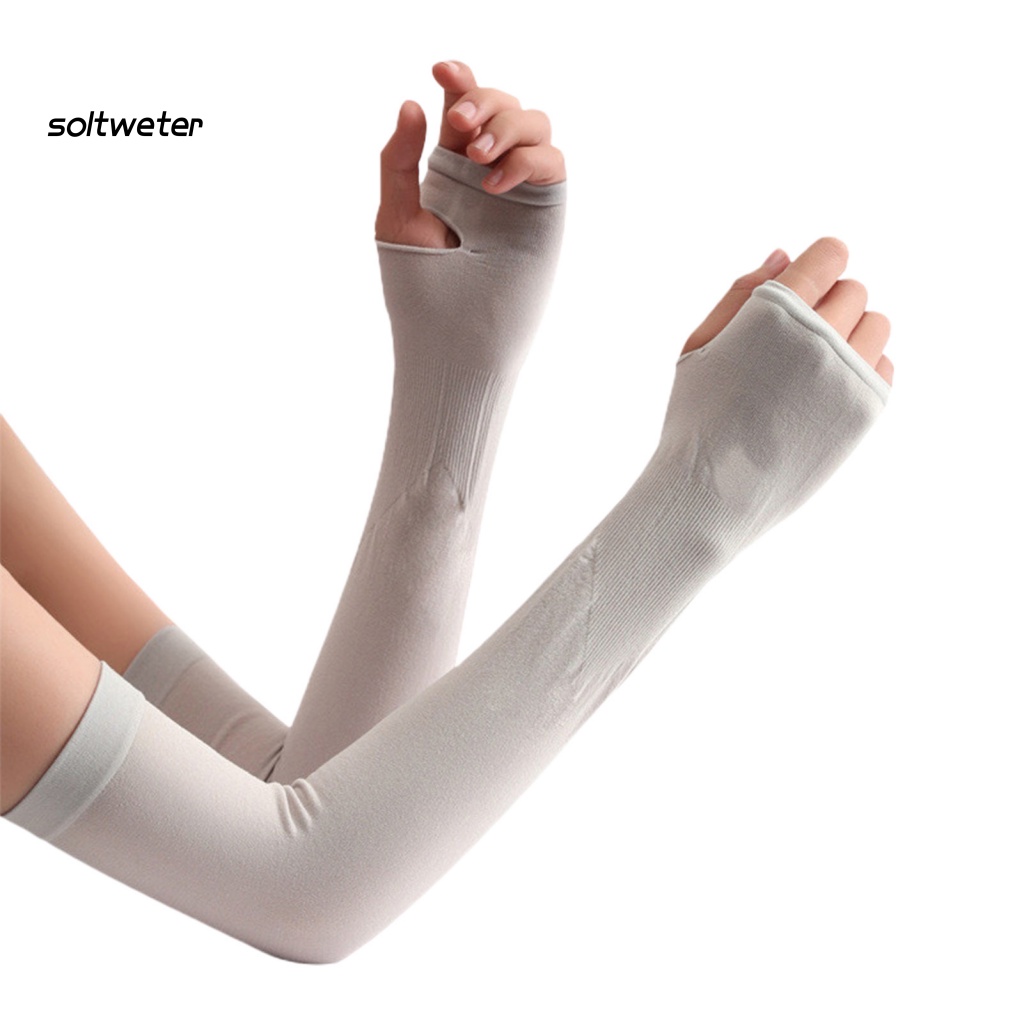 1 Đôi Găng Tay Chống Nắng / Tia UV Màu Trơn Ôm Dáng Tiện Dụng