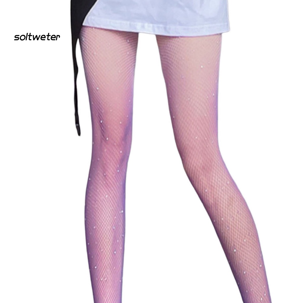 Quần Tất Lưới Mỏng Lưng Cao Màu Sắc Gradient Gợi Cảm