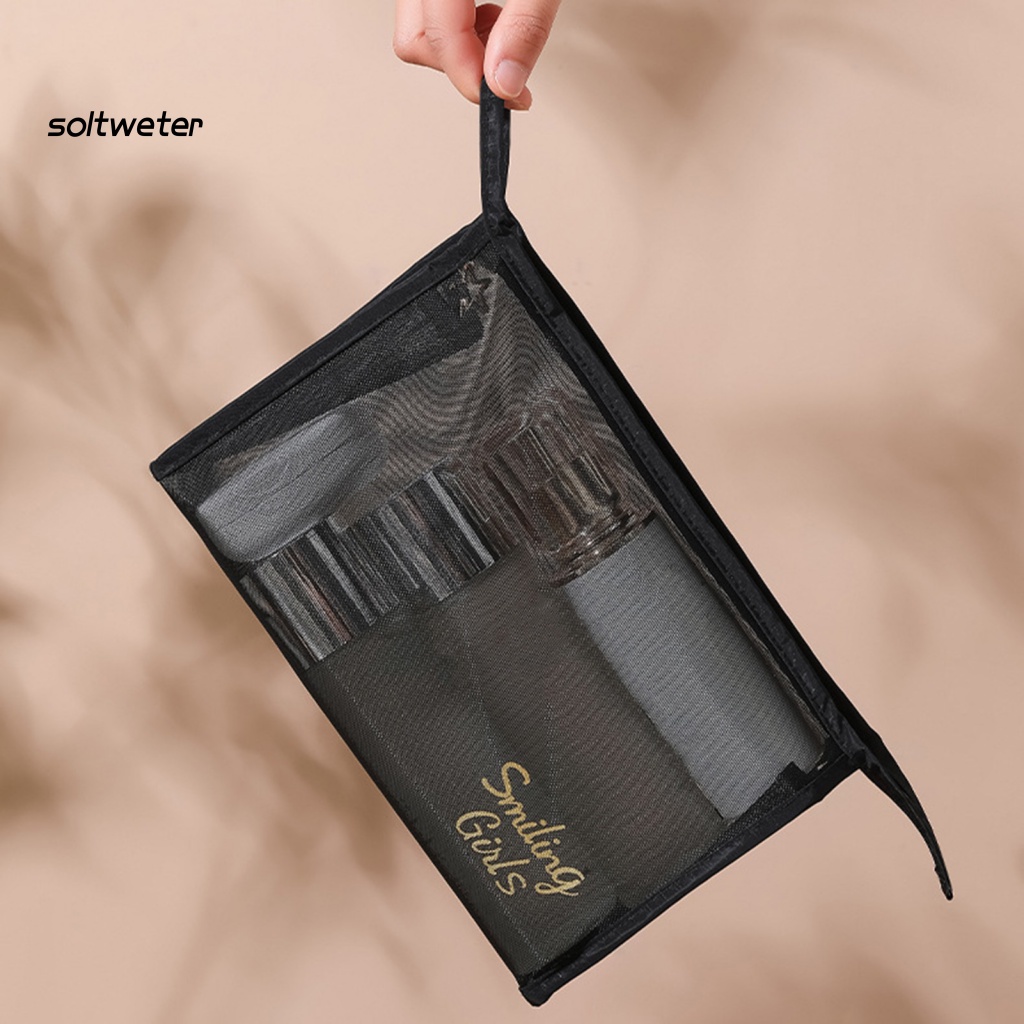 Túi Lưới Đựng Mỹ Phẩm Sức Chứa Lớn Có Khóa Kéo Đôi Đa Năng Tiện Dụng