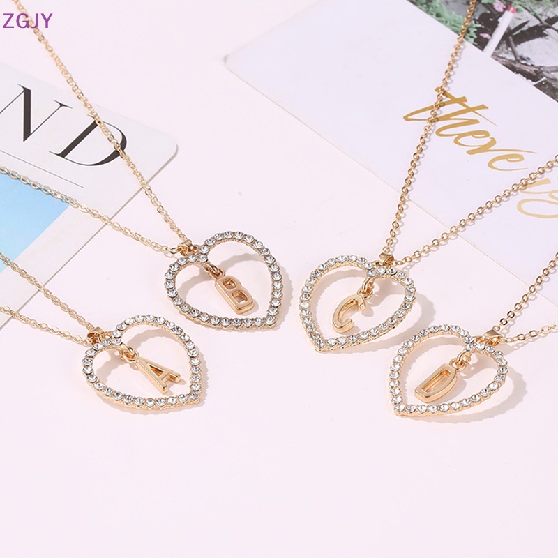 Vòng cổ Mặt Trái Tim Đính Đá 26 Đầu A-Z Thời Trang Cho Nữ Mới